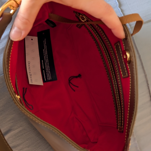 NWT Dooney & Bourke Florentine Leather Hobo Shoulder Bag Elephant Taupe - Picture 9 of 14